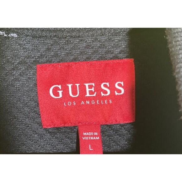 GUESS Black Quilted Textured Full Zip Jacket W/Pockets Womens Large - Picture 2 of 4